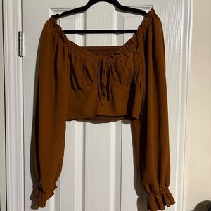 Women's Brown Off-Shoulder Top